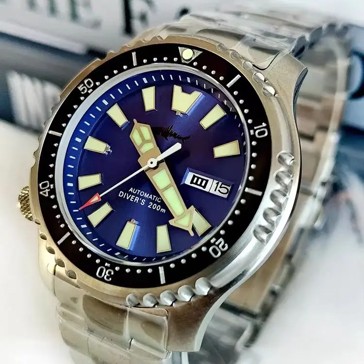 Heimdallr Men Automatic Watch 45.3mm Military Mechanical Wristwatch Diver 200M Waterproof C3 Luminous NH35A Sapphire Mirror