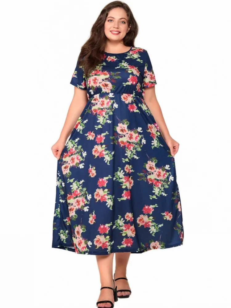 

Платья больших размеров XL-5XL для женщин: свободные повседневные платья-рубашки с цветочным принтом для весны и лета, размеры 3XL, оверсайз