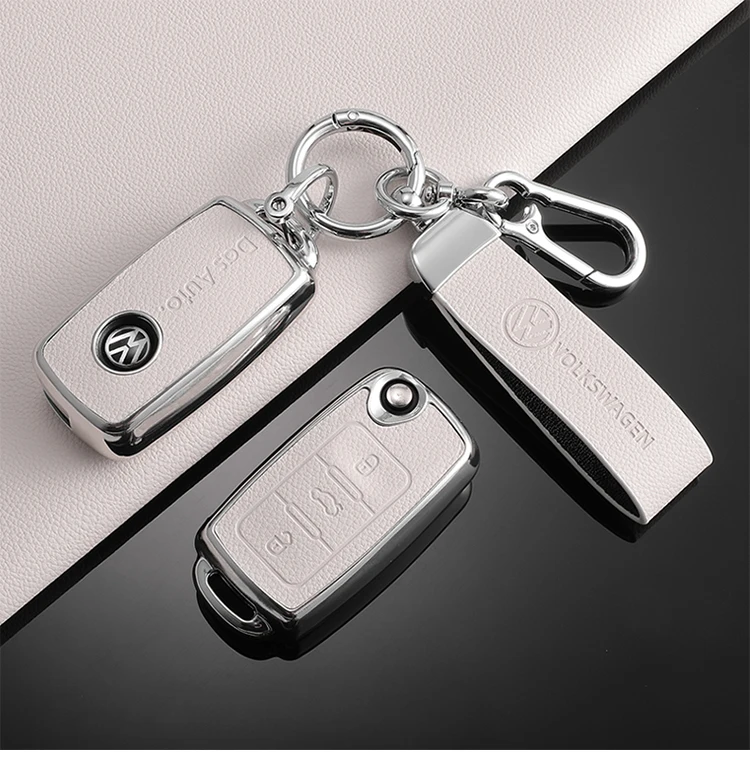 TPU Car Flip Key Case Full Cover Shell For Volkswagen VW Polo Golf Passat Tiguan Beetle Caddy T5 Up Eos Keychain Accessories