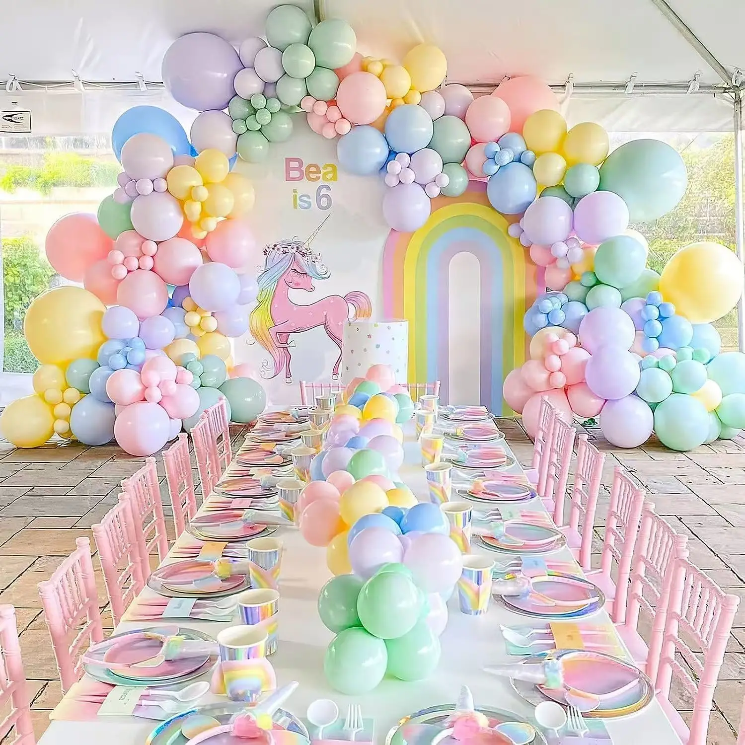 138pcs Rainbow Unicorn Balloons Garland Arch Kit Girls Birthday Party Decoration Kids Baby Shower Girl Supplies