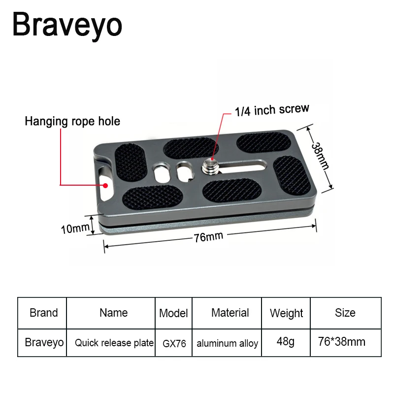 SLR Camera Quick Release Plate 76/106mm Long Aluminum Alloy Tripod Ballhead Plate Photography Accessories for Arca Swiss