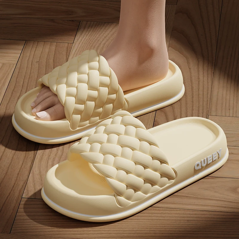 Summer Women Thick Slippers  Sole Beach Slides Bathroom Anti-Slip Soft Sandals Fashion Ladies Cloud Shoes