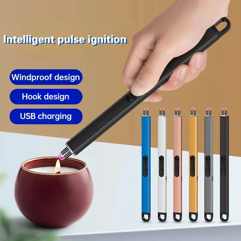 Creative Metal Flameless Electric Pulse Arc Plasma Lighter USB Rechargeable Lighter Outdoor Kitchen Barbecue Ignition