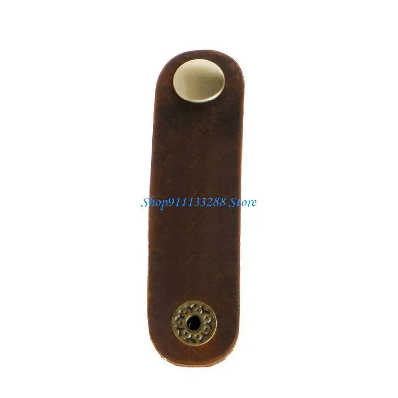 G88D Faux Leather Cable Cord Clip Wrap Bobbin Earphone Wire Winder Tool