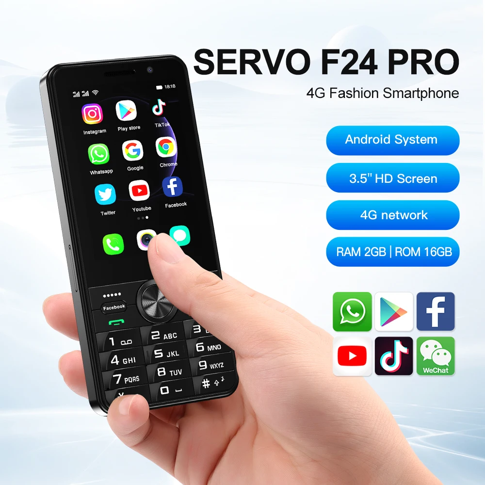 SERVO F24 PRO Smart Touch Screen Phone 4G Network WiFi Google Play Torch Android System 2 SIM Card Smart Cellphones 3.5