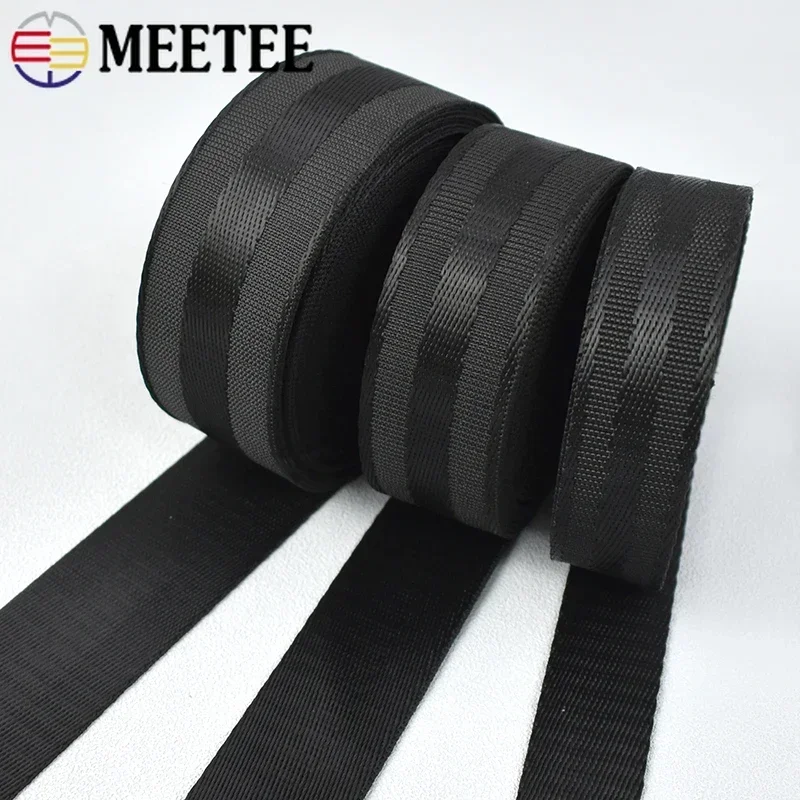 2/5/8/10M 25/32/38mm Nastri in nylon nero 1.2mm di spessore Nastro per cintura di sicurezza auto Sling Band Cucito Treccia Vincolante Trim