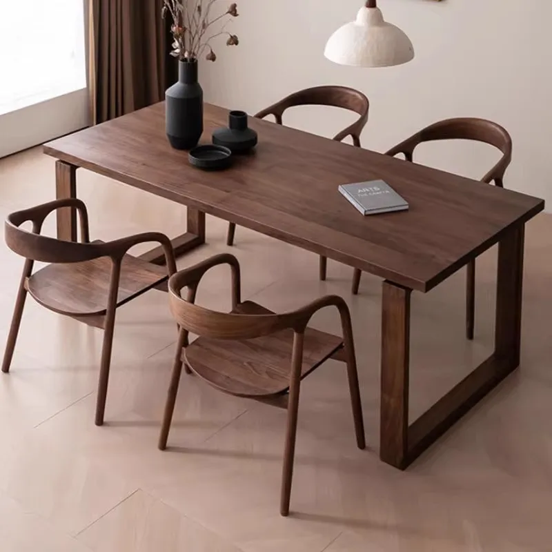 

Customizable North American Home Modern Simple Table and Chair Combination Vintage Cherry Wood Dining Table