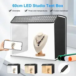 PULUZ 60 x 40cm Photo Studio Light Box Portable Cuboid Photography Studio Tent Kit with 4 Color Backdrops LED Photo Soft Box