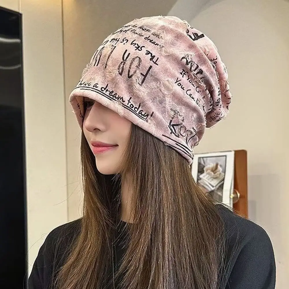 Fashion Thin Bonnet Letter Print Beanie Loose Wasteland Style Hip Hop Beanies Warm Streetwear Design Pullover Hat Unisex