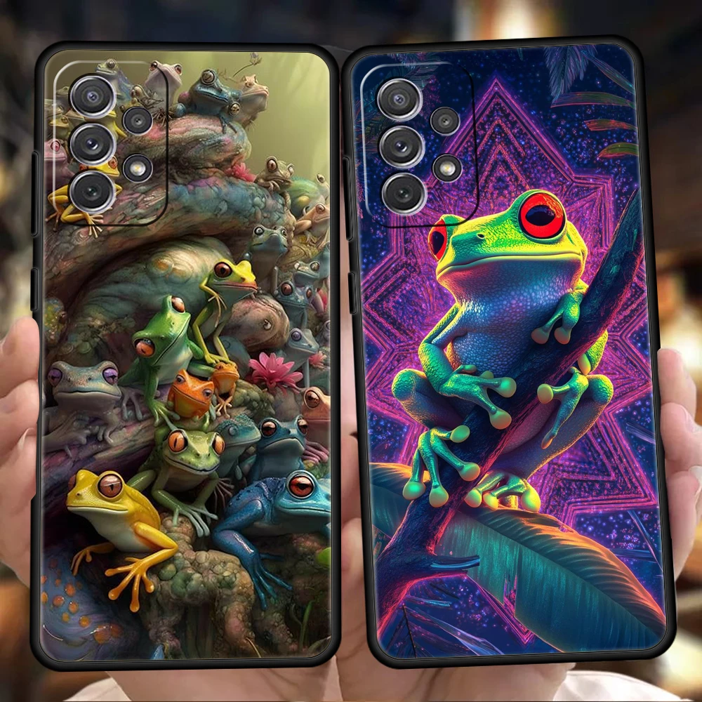Coque de téléphone à imprimé grenouille réaliste pour Samsung Galaxy A73 A55 A53 A51 A35 A33 A32 A25 A23 A22 A15 A13 A17 A07 5G, coque souple en TPU
