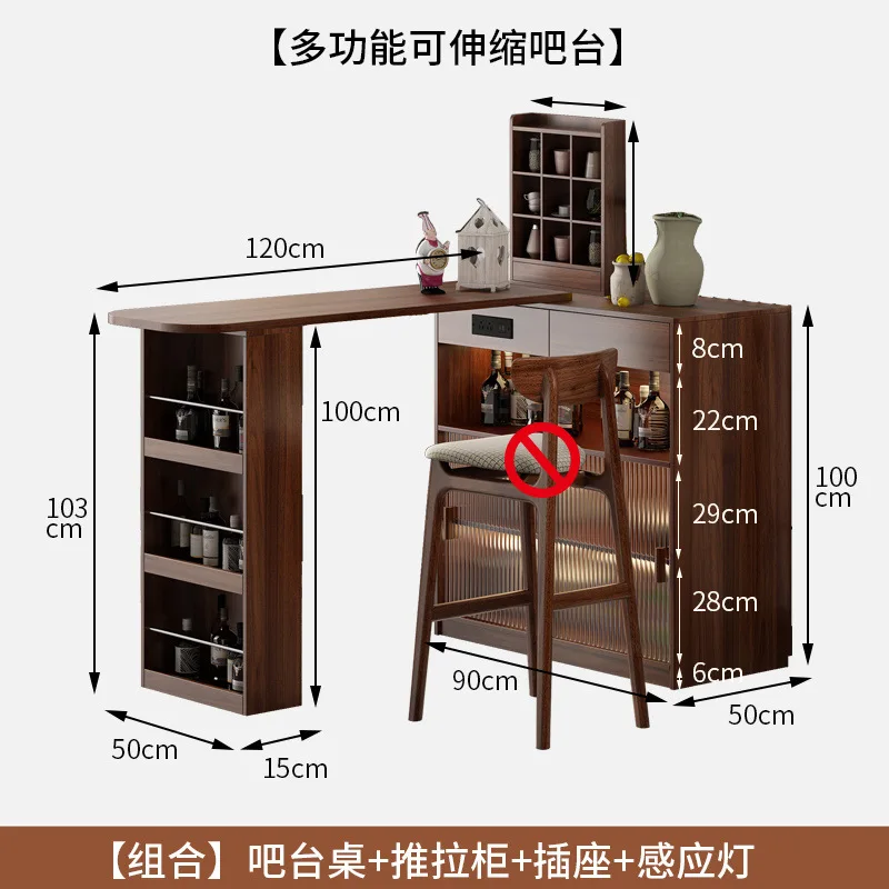 

Solid wood 2024 new bar counter Living room bar counter small apartment household dining balcony leisure