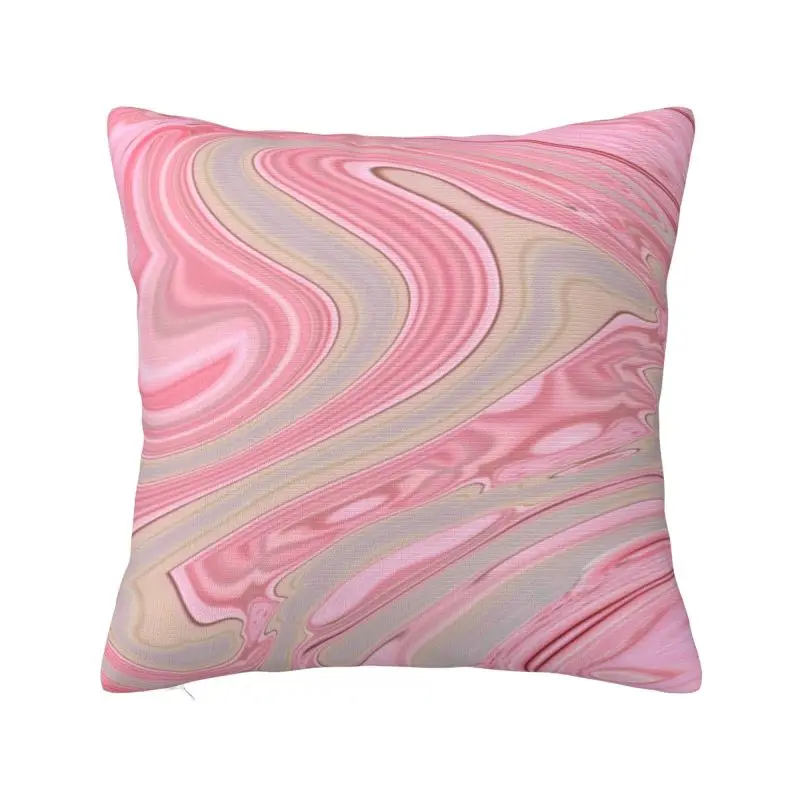 Custom Fashion Girly Elegant Pastel Colors Pink Marble Swirls Cushion Cover 40x40cm Velvet Pillow for Sofa Square Pillowcase