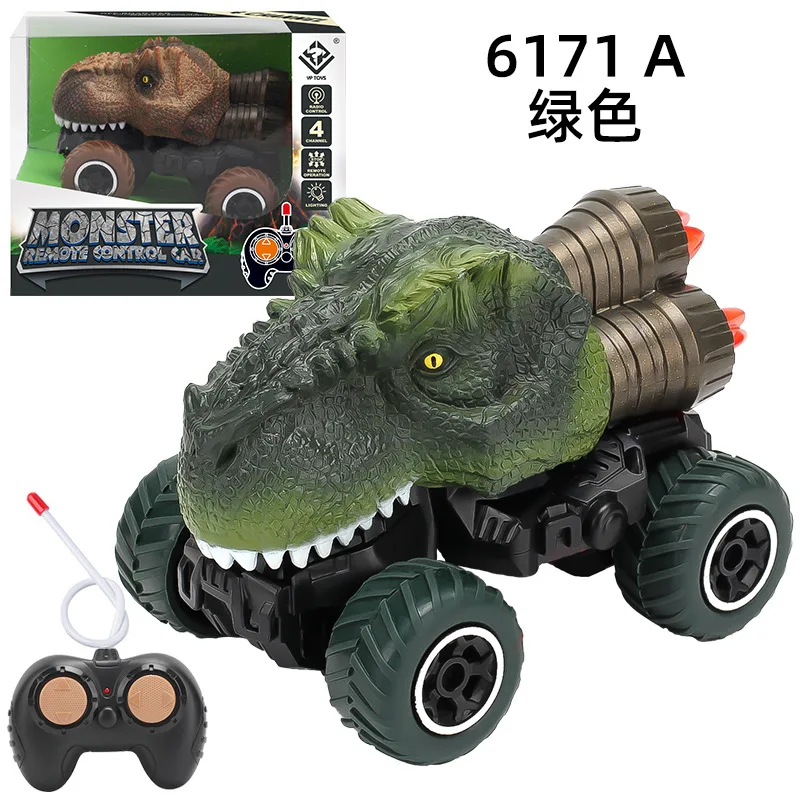 Coche de dinosaurio RC para niños, juguete de Control remoto de cuatro ruedas, modelo simulado de animales