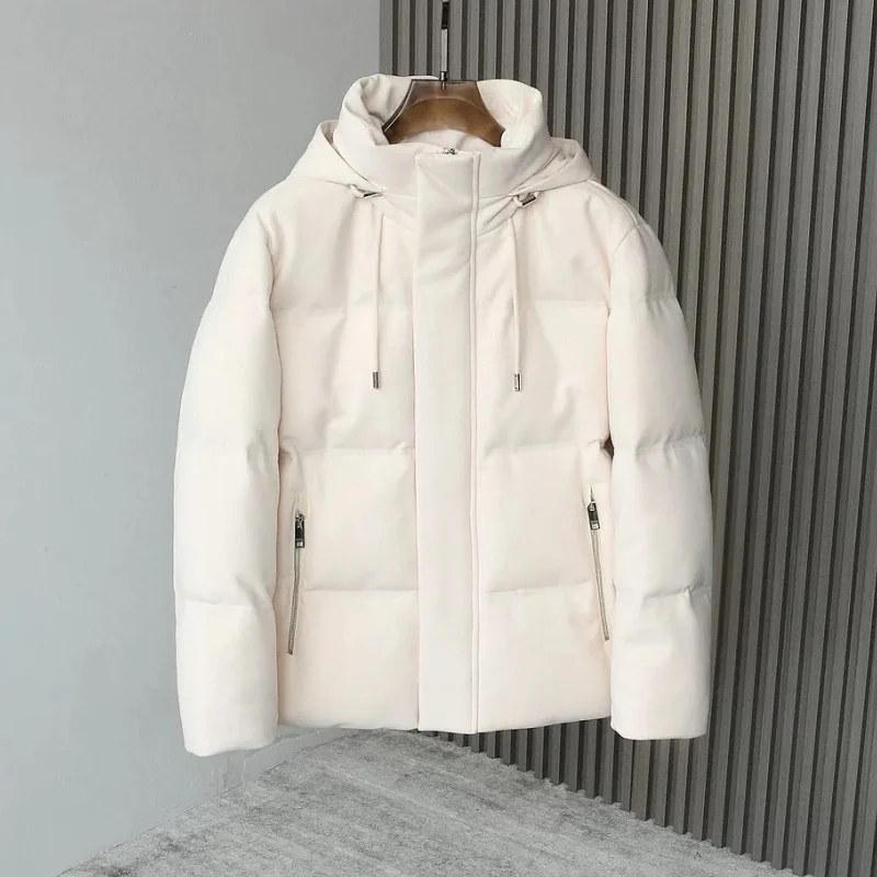 

Italian old money 90 white duck down men's high-quality hooded down jacket for casual wear