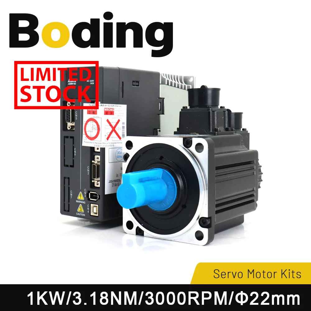 

Boding Delta A2 Servo Motor kits 1kw ASD-A2-1021-L ECMA-C11010RS 1KW 3.18NM 3000RPM with 3m cable