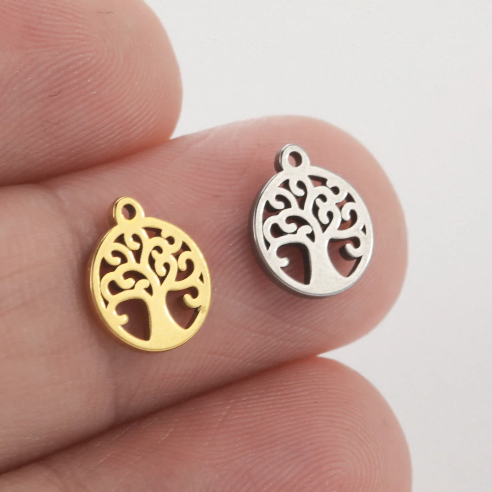 EUEAVAN 20pcs Stainless Steel Charms Tree of Life Vintage Amulet Charm for Bracelets Necklace Jewelry Making Tiny Pendant