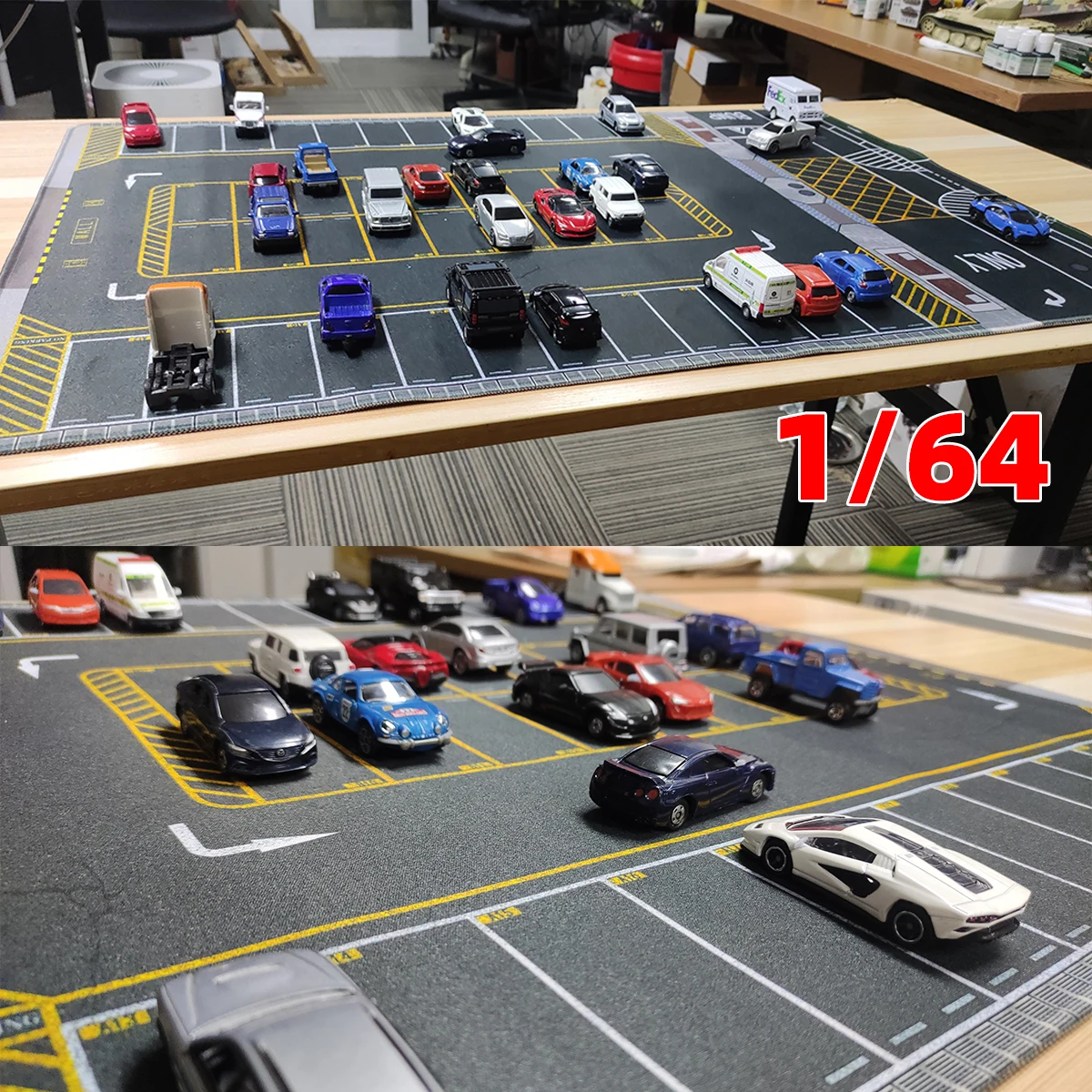Architektonisches Miniatur-Diorama Vereinigte Staaten New York Parkplatz Garage Ausstellungsständer Matte für Auto-Modellbausatz 1/64 – Detail 1