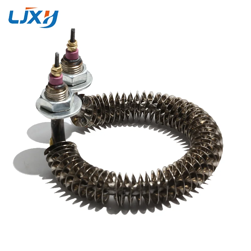 LJXH 120MM Electric Round Fin Heating Element 220V 300W Stove Blower Hot Air Dryer Heater Replacement 8MM Tube 14MM Thread
