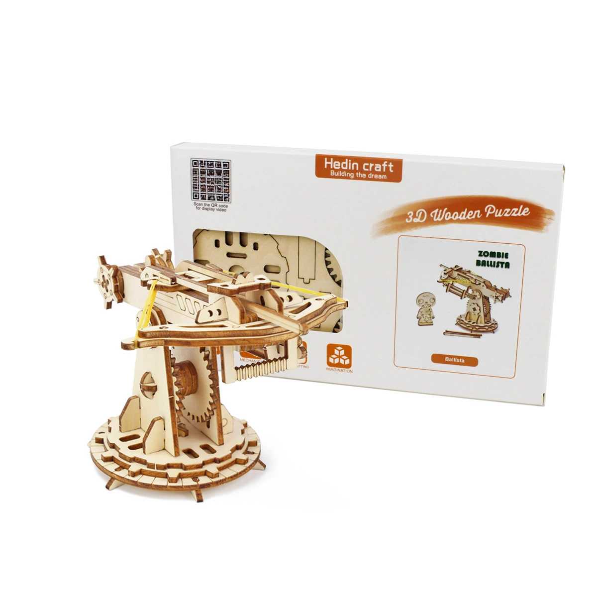 Houten puzzelspeelgoed Elastiekje Lancering Boog en kruisboog Handgemaakte creatieve ornamenten 3D driedimensionale puzzel