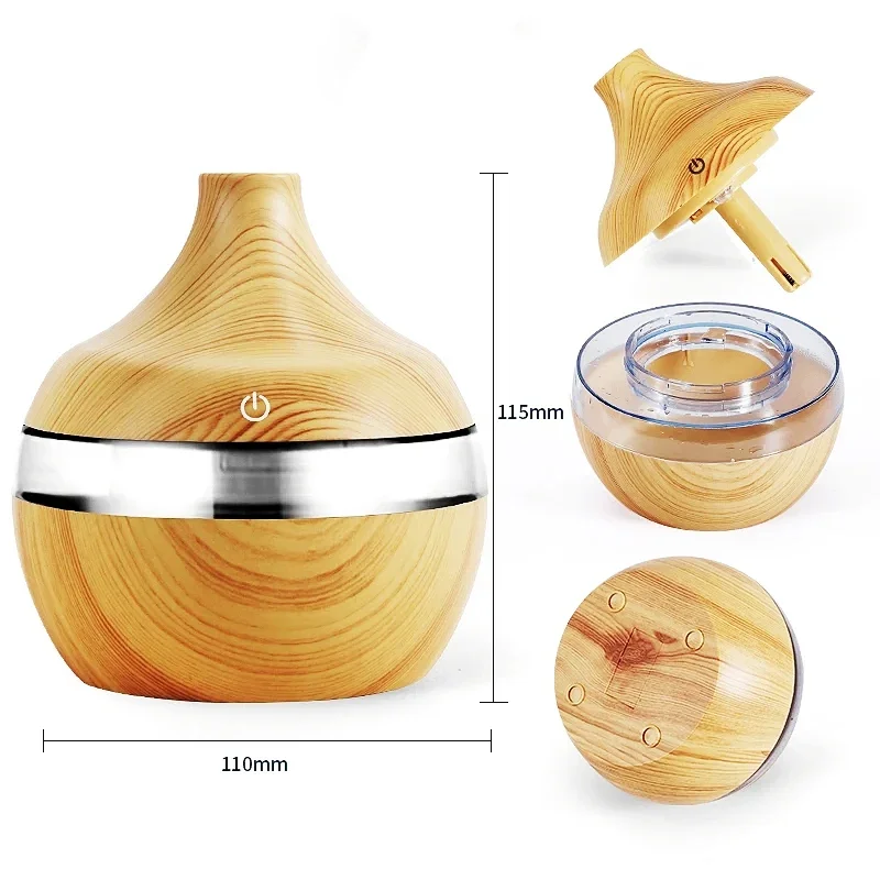 300ML Wood Grain USB LED Mini Air Humidifier Essential Oil Diffuser Aroma for Xiaomi