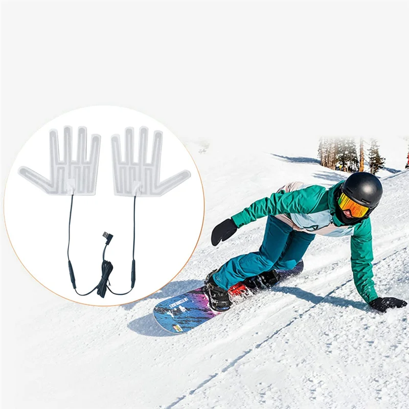 ABHQ-USB guante calefactado almohadilla invierno cálido 5 dedos guantes almohadilla calefactora película calefactora eléctrica guante hoja calefactora para esquiar fácil Insta