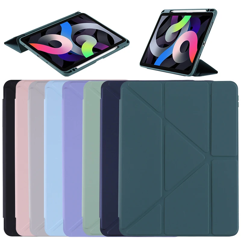 FOR ipad10.2 protective case with pen slot pro11 acrylic air5 hard shell soft edge Mini6 leather  Y-fold