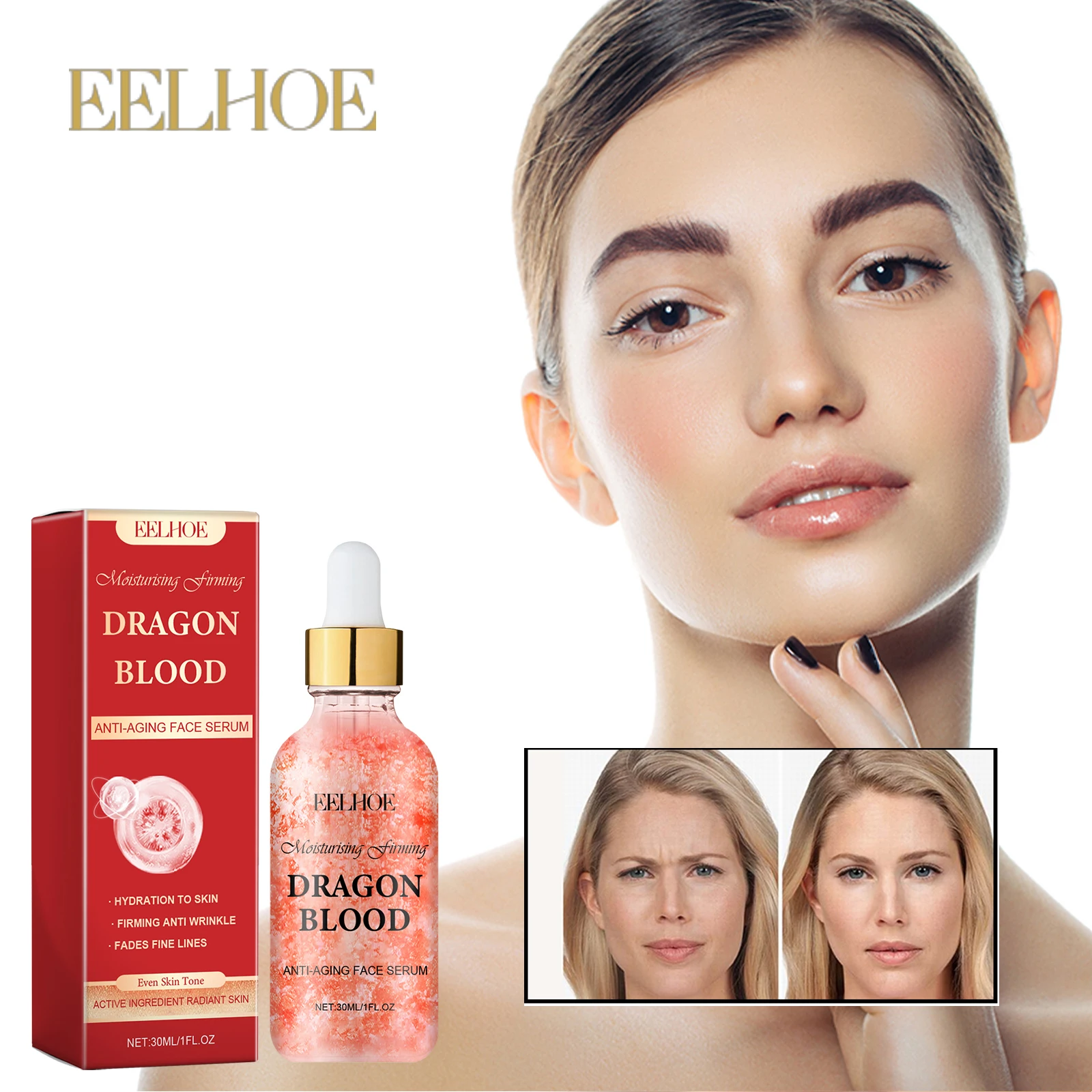 EELHOE Dragon Blood Placenta Royal Anti Aging Serum Fast Wrinkle Reduction Firming Lifting Brightening Moisturizing Face Care