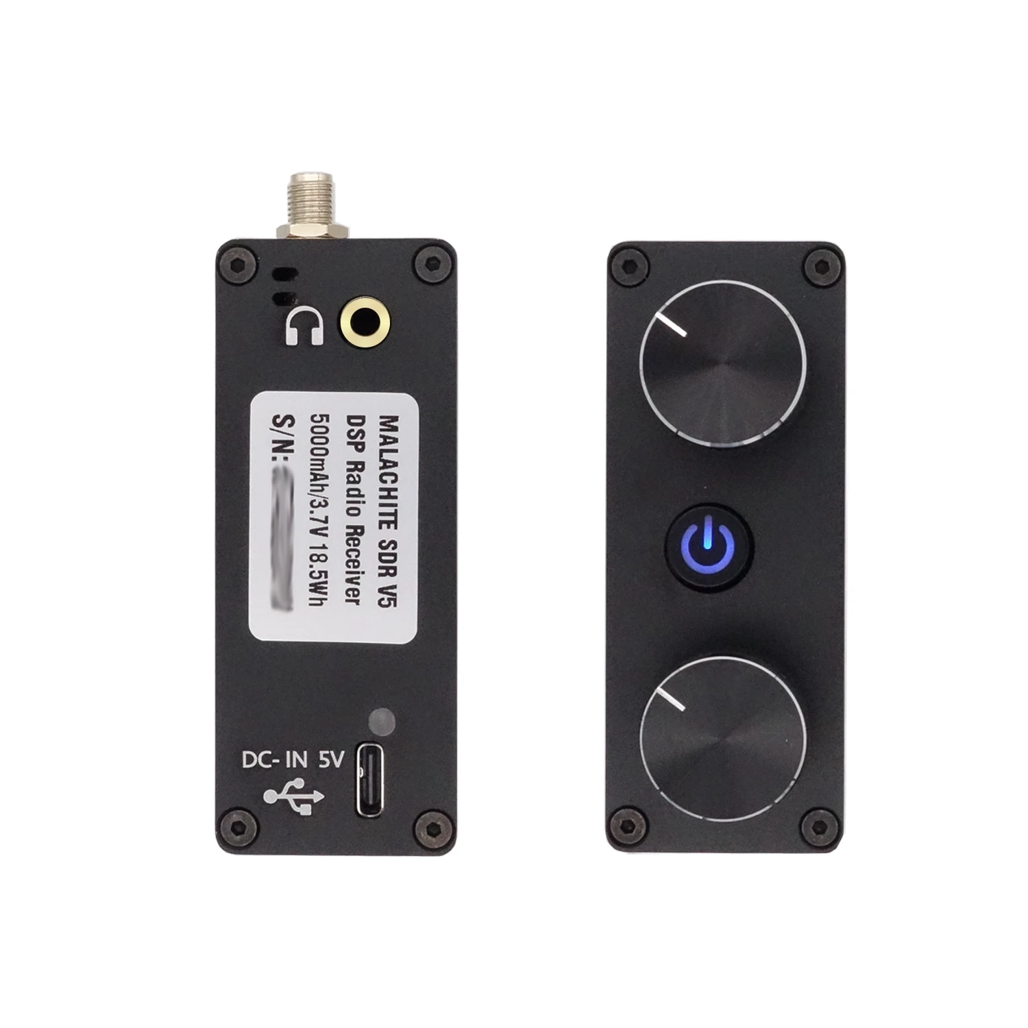 Receptor de radio V5 de malaquita Dsp Sdr 1.10d con placa opcional de metal 5000mah Am Cw Ssb Nfm Wfm