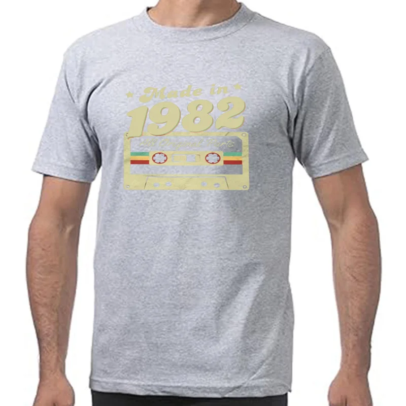 Made In 1982 All Original Parts T Shirt Men Cotton Tee Shirt Novelty Tshirt 42 Years Old 42th Birthday Mens Designer Clothes