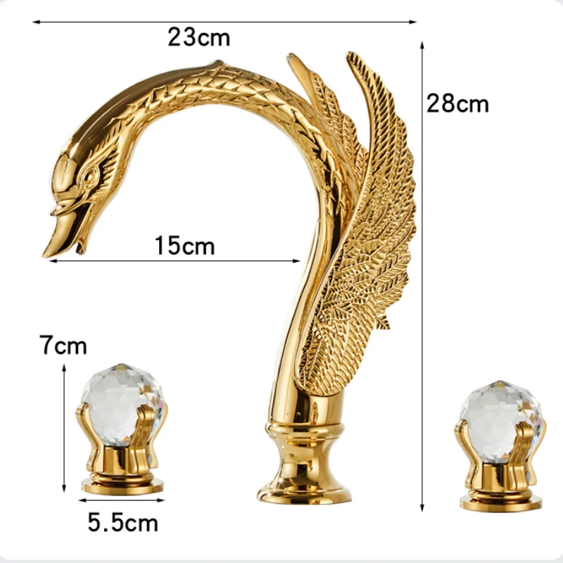 Tuqiu Gold Bathroom faucet widespread Swan Basin faucet black Tap luxury Basin Mixer Hot And Cold shower room sink Faucet