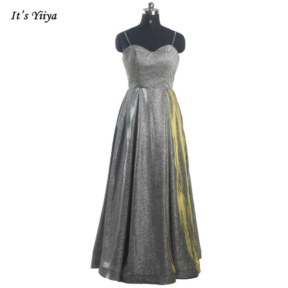 

Golden Bling Evening Dress Strapless Lace up Simple Sleeveless Hot Pleat A-line Floor Length Plus size Women Party Dress K327