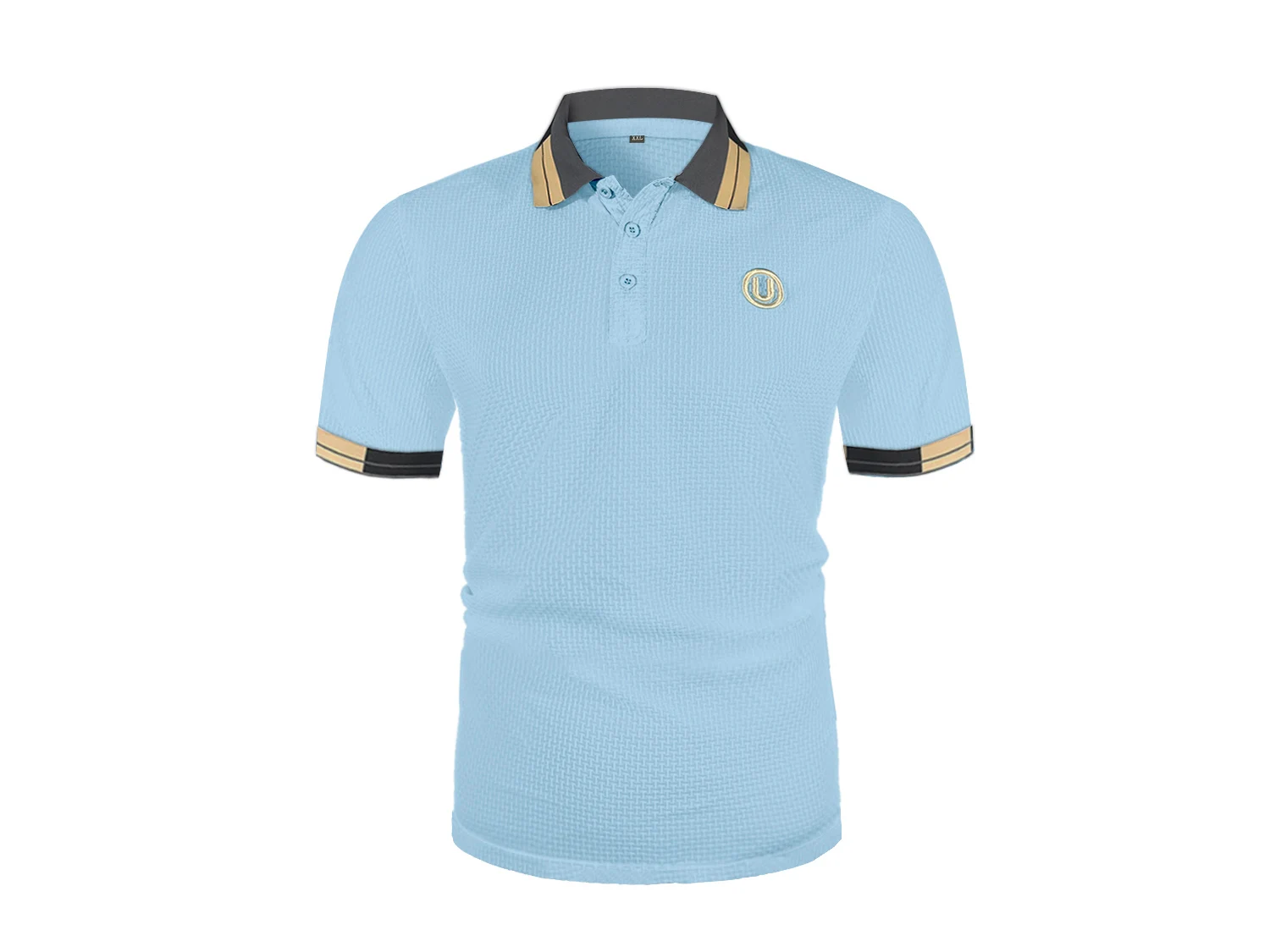 Summer ice silk lapel men's short-sleeved T-shirt men's clothing top