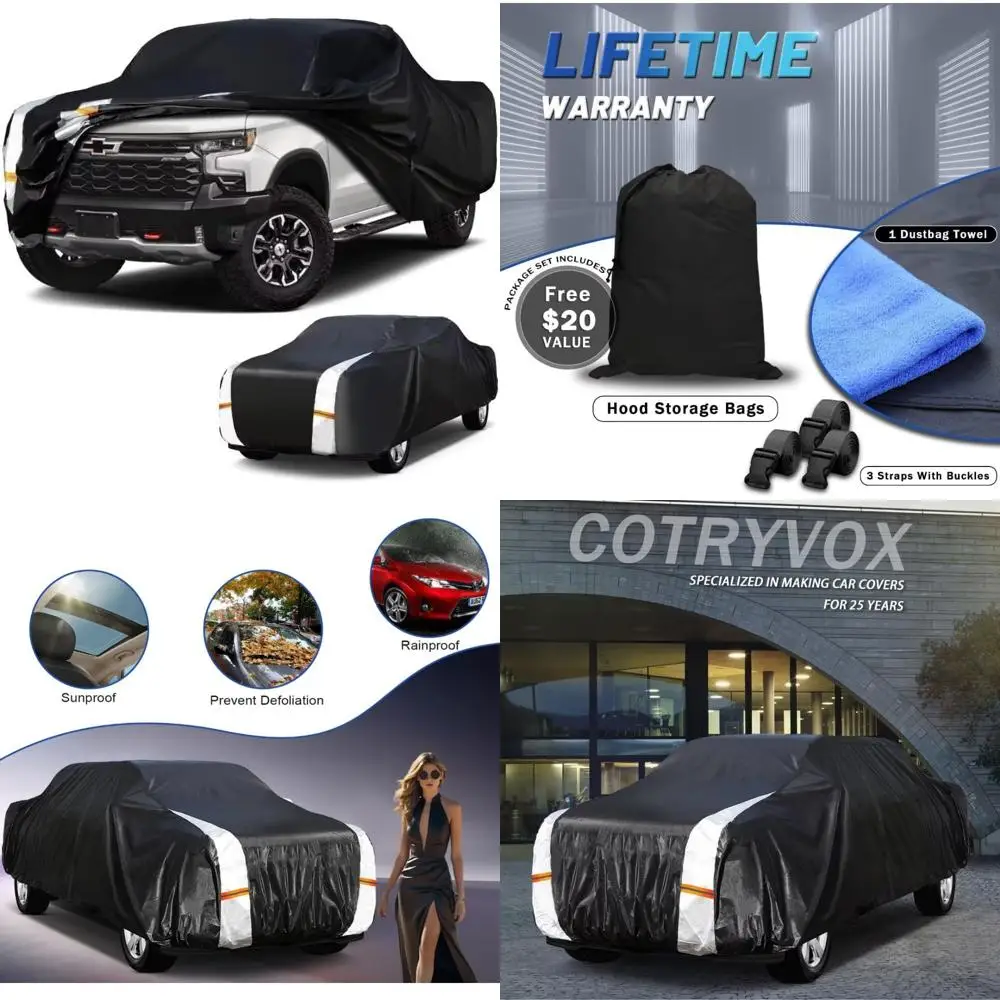 

Custom Fit Pickup Truck Cover 2003-2026 Extended/Crew Cab Short Bed with Door Zipper, 12-Layer Full Exterior Protection
