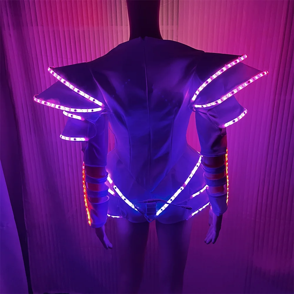 Imagem -02 - Led Colorido Iluminando Fantasias para Mulheres Saia Bola Bar Boate Vestido de Desempenho Roupas Jaqueta Camisa Menina Legal Novo Design