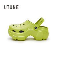 UTUNE Women Thick sole hole Sandals Summer Platform slip-ons Shoes Beach Outside EVA Slides Slippers Men Soft Non-slip Indoor