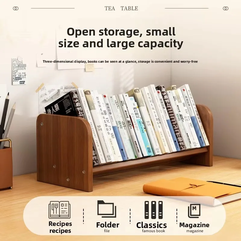 Desktop Bookshelf Bamboo Composite Board Modern Simple Design Student Home Desk Small Book Stand Bedroom Desk Storage Rack
