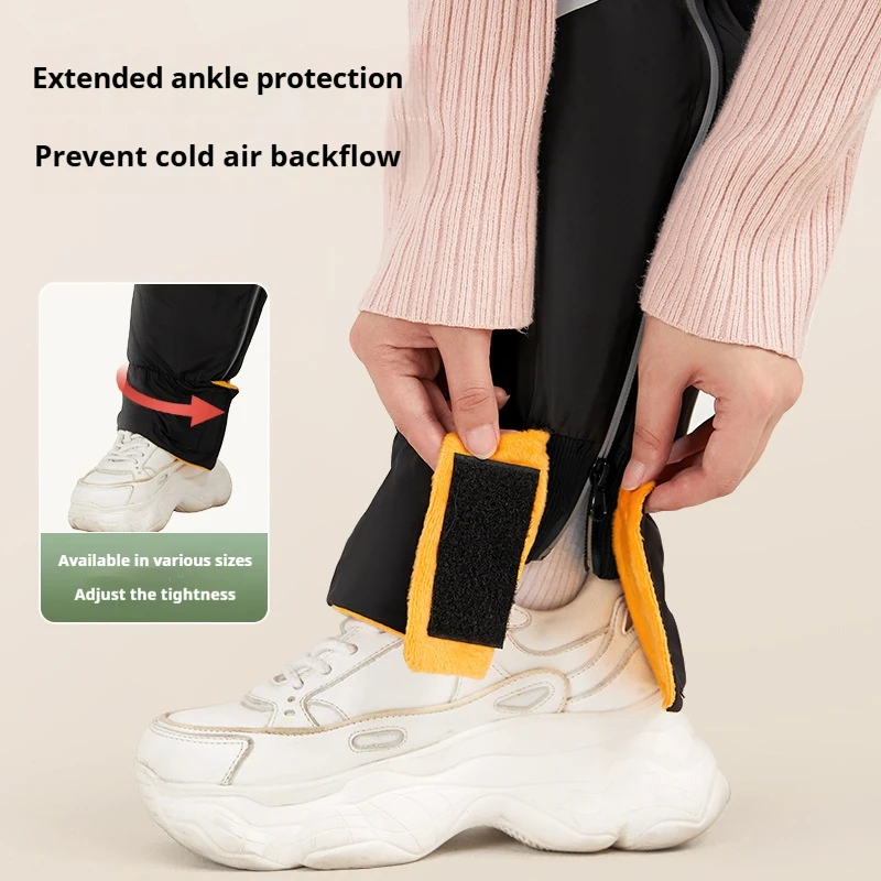 Winter Cycling Leg Warmers Thermal Fleece Lined Windproof Bike Knee Protector Side Zipper Reflective Bicycle Riding Leg Covers view 3