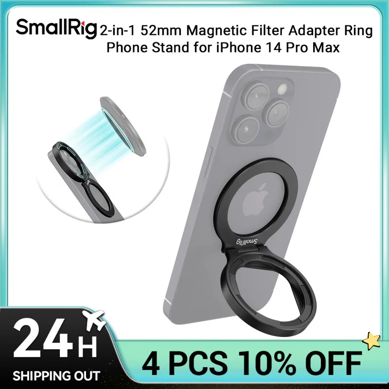 SmallRig 2-in-1 52mm Magnetic Filter Adapter Ring / Phone Stand for iPhone 14 Pro Max, Foldable Compact and Portable 4219