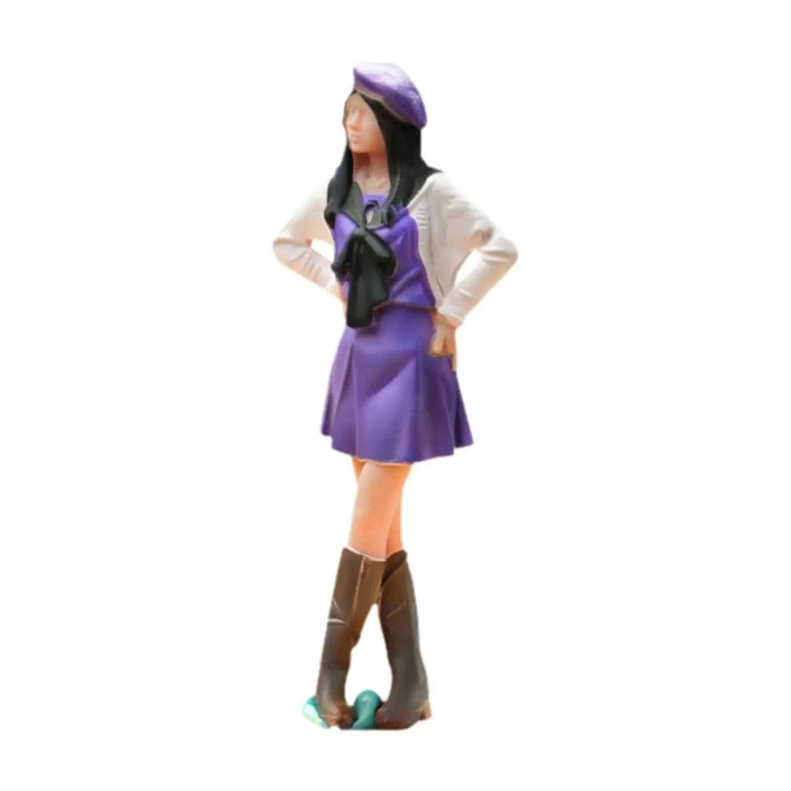 1/64 Scale Girl Figurine Completed Model 1/64 Scale Girl Figure Realistic Detail Sand Table Scenery Figure for Hobbyists,