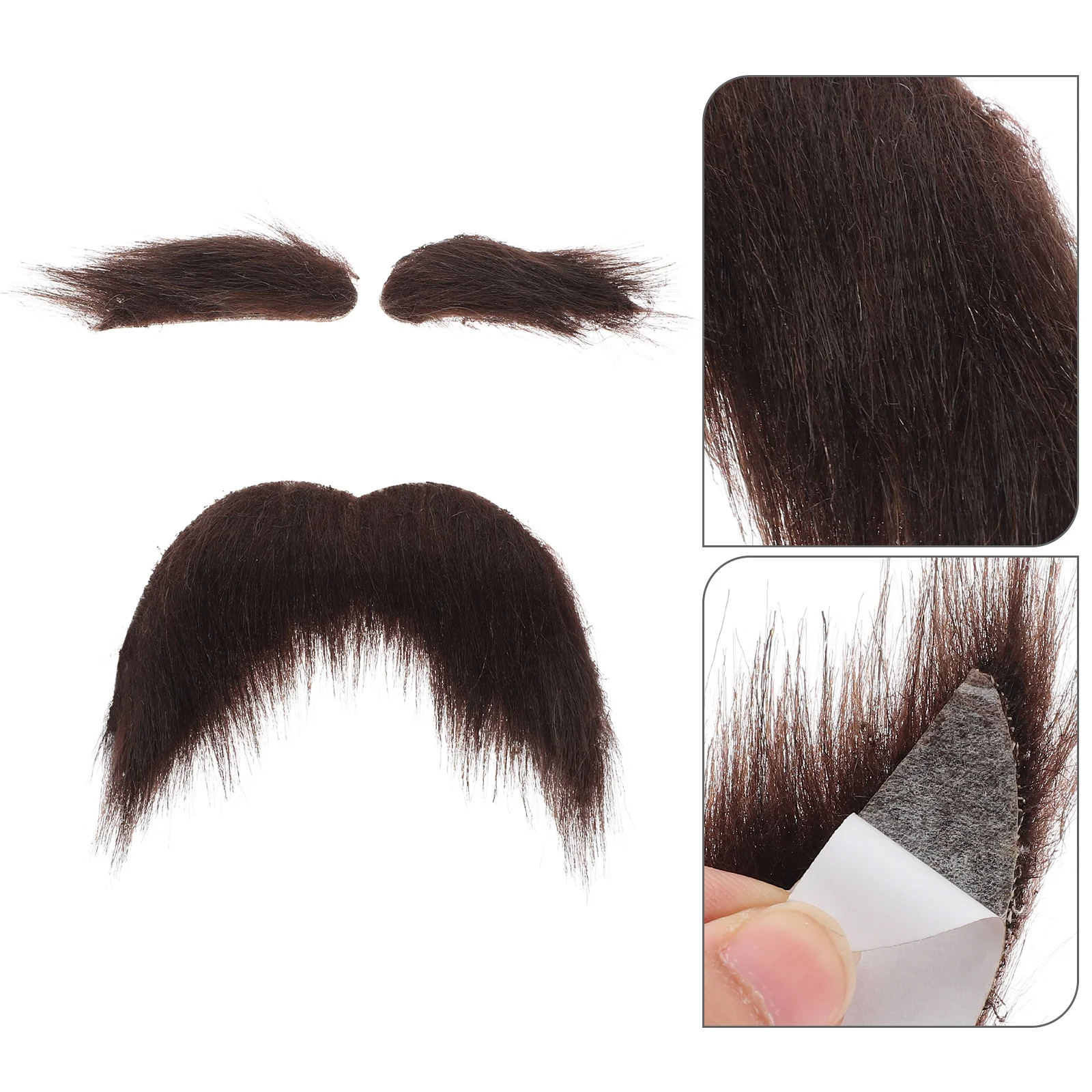 1 set Self-Adhesive Fake Mustache Eyebrows Set Lightweight Stick On Beard For Men Halloween Costume Party Old Man Look Cosplay