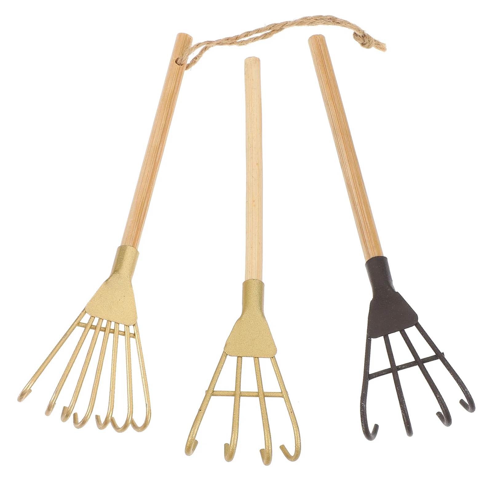 Set di 3 Rastrelli in Ferro Decorativi per Casa e Giardino, Mini Attrezzi da Giardinaggio Stile Vintage per Allentare il Terreno, per Piante in Vaso e Foto