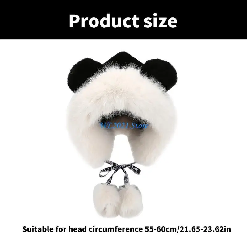 G5GC قبعة أذن حيوانية من القطيفة قبعة دافئة بغطاء للأذن للطقس البارد للبالغين من الجنسين #6