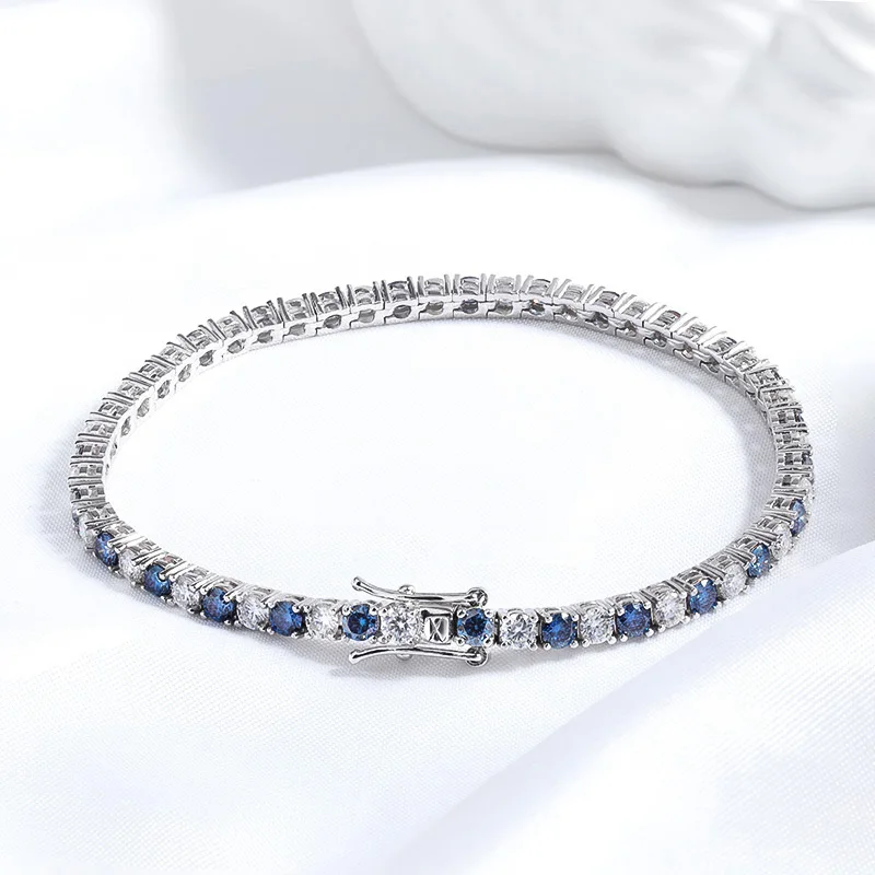 Smyoue 3/4/5/6.5mm Full Moissanite Diamond Tennis Bracelets for Women Man Colorful Gem Sparkling 925 Sterling Silver Chain GRA