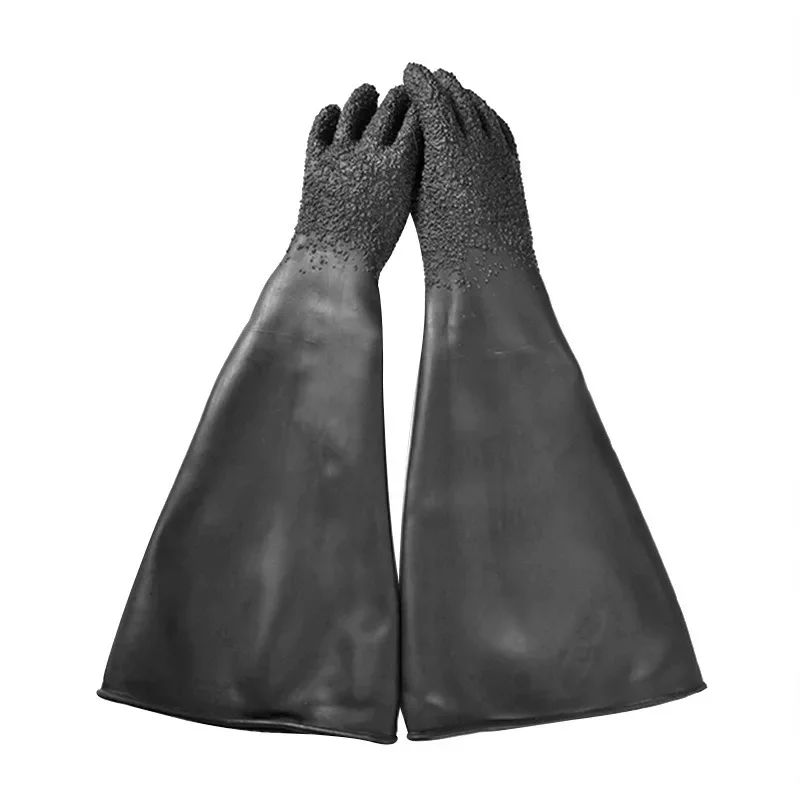 Rubber Black Sandblaster Gloves Stripe Abrasive Sand Blasting Gloves for Blasting Cabinet