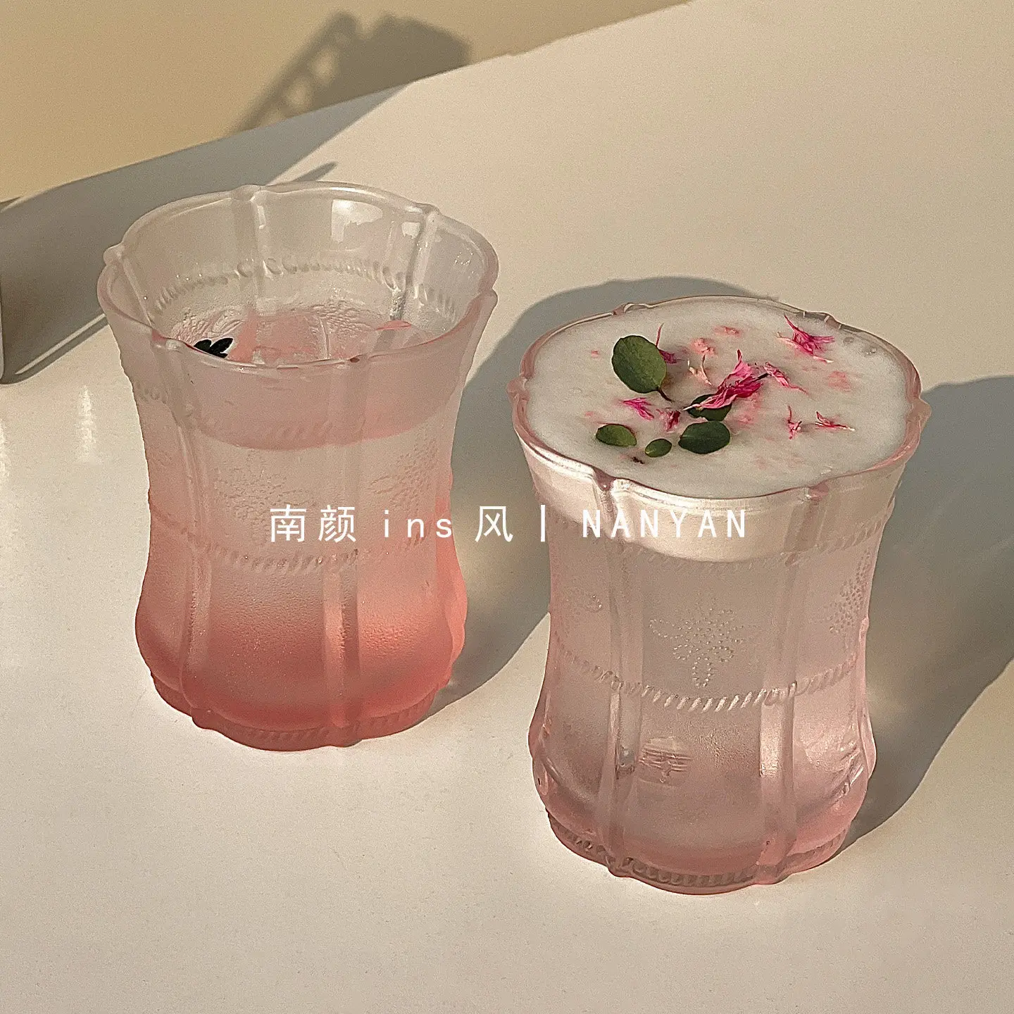 Pink Relief Petal Glasses 2026 New Household High Aesthetic Latte Coffee Cups 240ml New Chinese Style Exquisite Milk Glass
