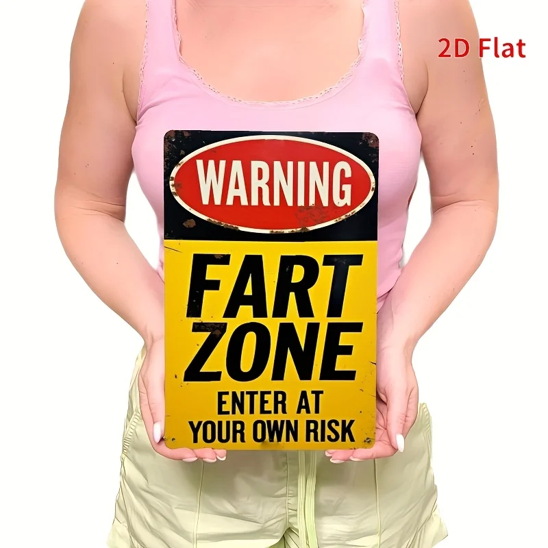 [لوحة "منطقة ضرطة" مضحكة] علامة تحذير "منطقة أرضية" معدنية حديدية عتيقة - قطعة واحدة من لوحة زخرفية روح الدعابة، 8 × 12 بوصة