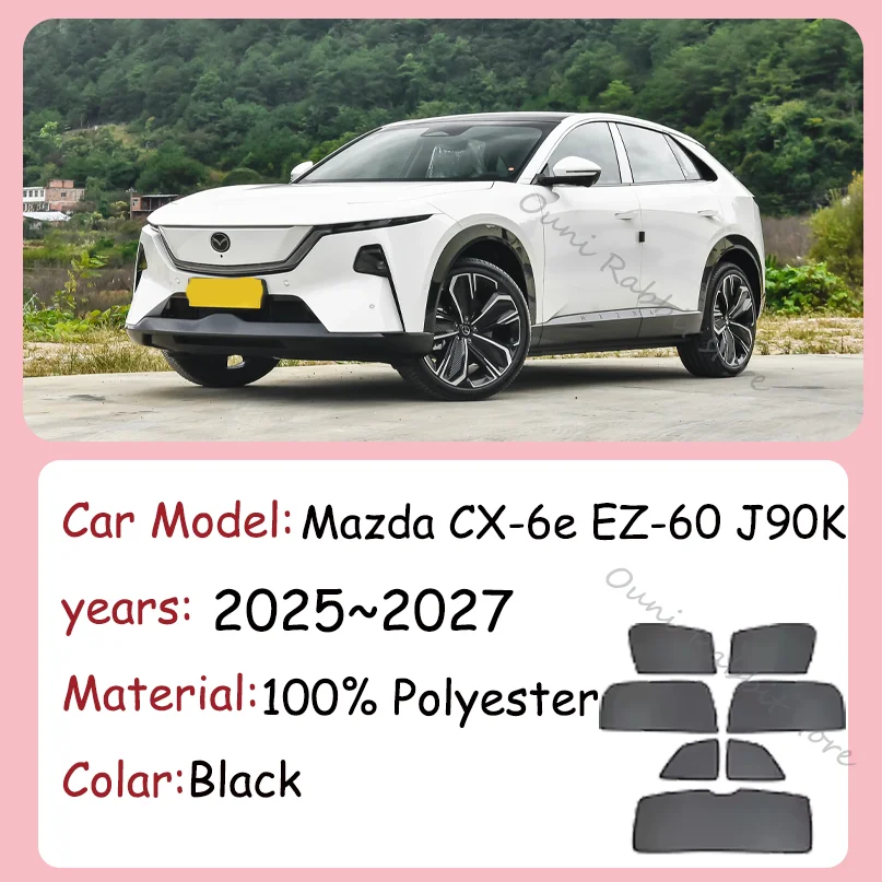 

For Mazda CX-6e EZ-60 J90K 2025~2027 2026 Car Magnetic Mesh Privacy Sunshade Side Window Sun Shade Interior Protect Accessories