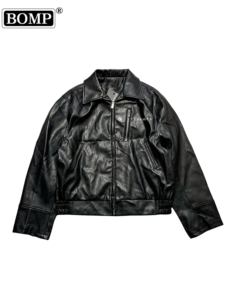 [BOMP] 2024 Autumn Men New ERD Fixed Dyeing Big Smoke Trendy Leather Jacket Fashion