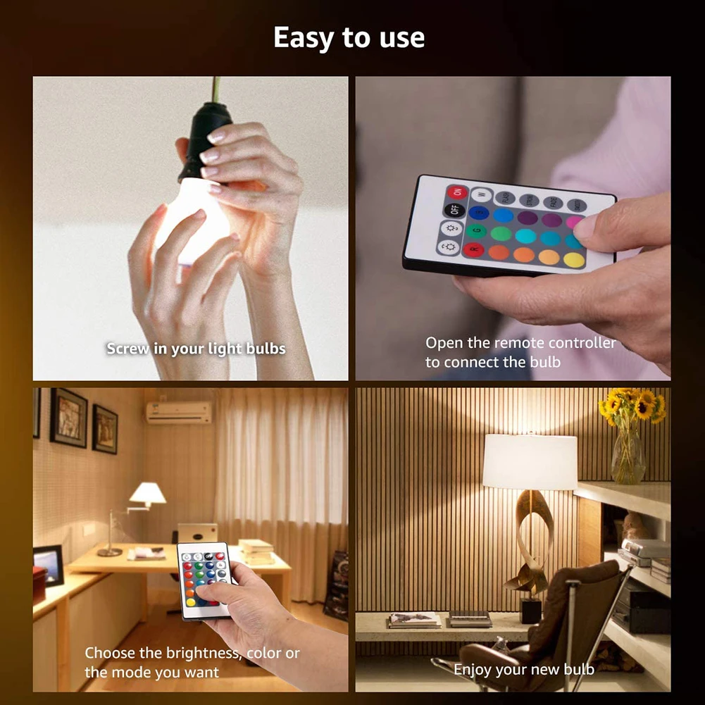 AC85-265V LED RGB Light Bulb 4 Modes Color Changing Remote Control Spotlight Bulb With Memory For Home Decor