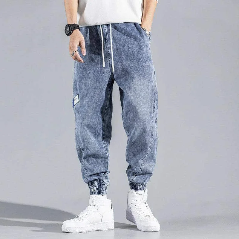 

Cargo Male Cowboy Pants Light Blue Harem Trousers Men's Jeans Cotton Casual Stylish Designer Grunge Y2k Kpop Korean Style Denim